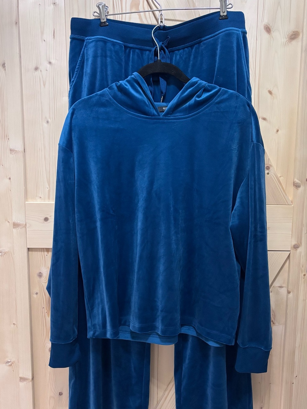 Alfani Blue Velour Hooded Sweater